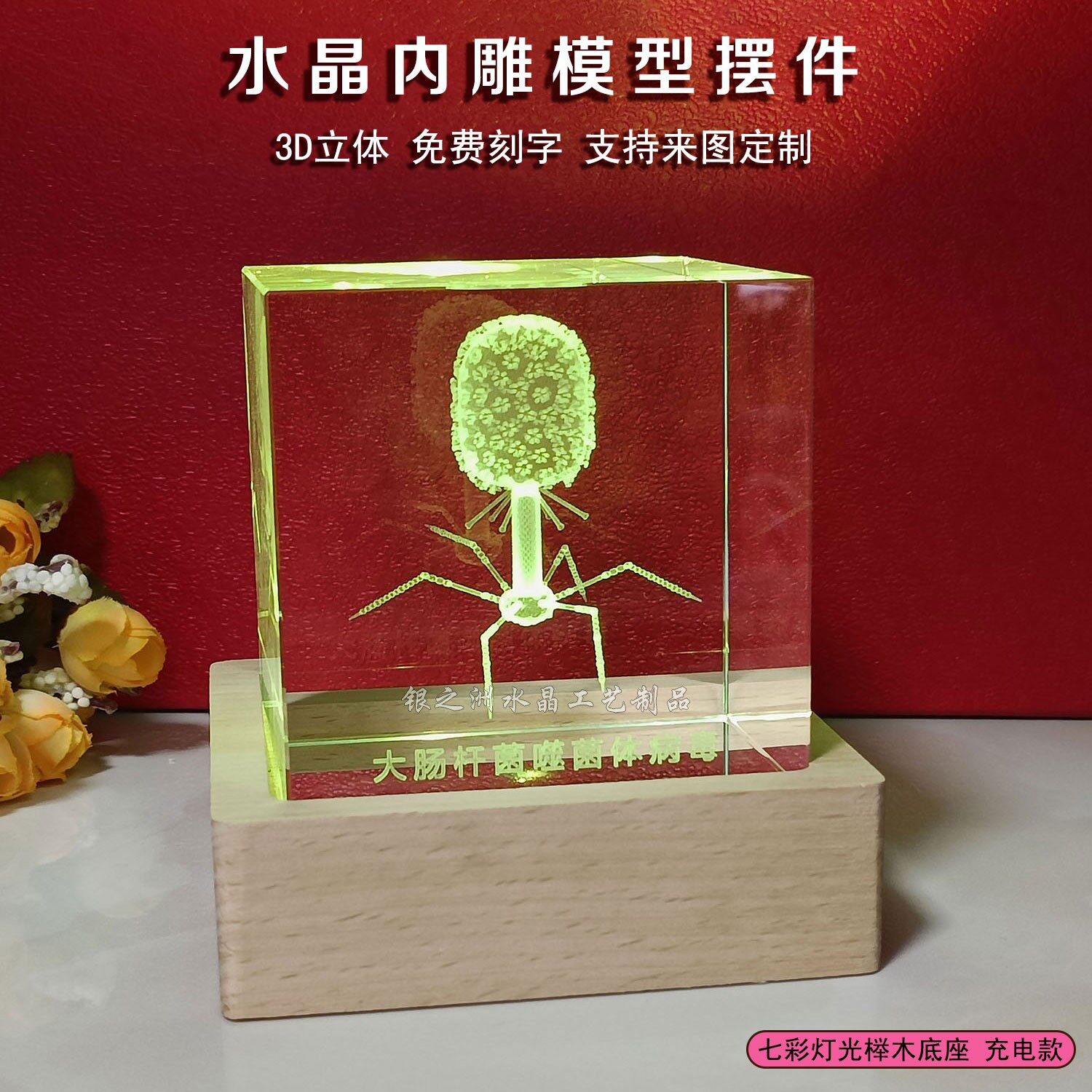 水晶内雕摆件医学生物科研礼品