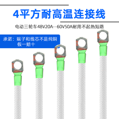 电动车电池连接线4平方纯铜加长端子铅酸电瓶车三轮车电池连接线