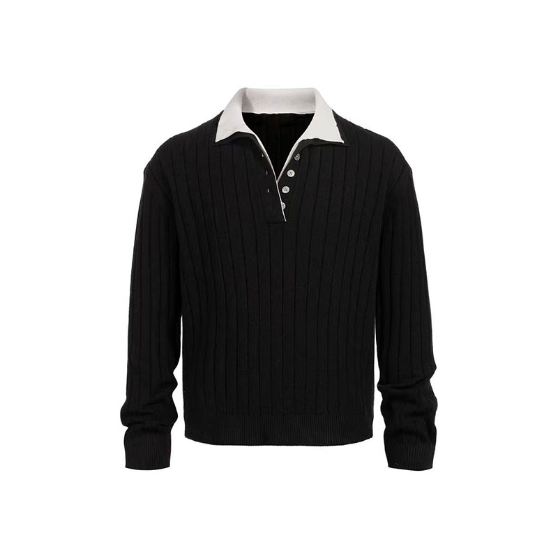 双领口翻领立领长袖条纹羊毛