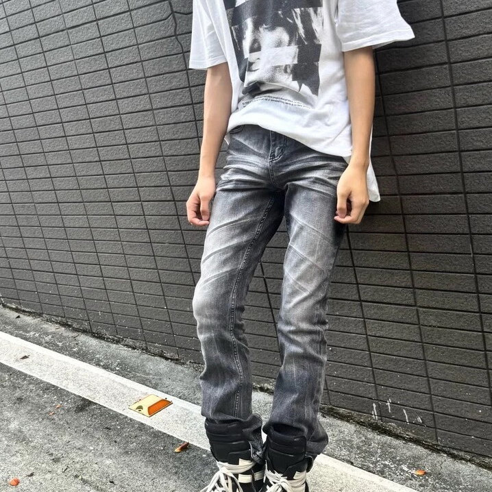 纪璇黑牛美式修身517弹力牛仔裤