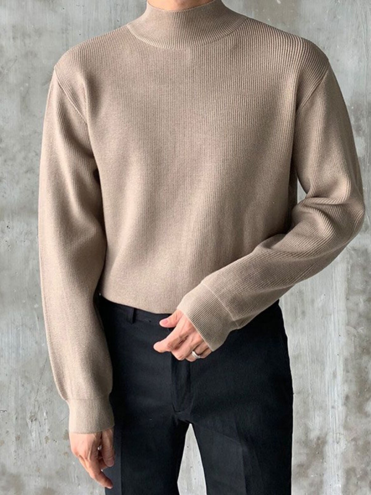 대외 무역 통관 카운터 컷 고급품 하프 터틀넥 스웨터 남성 루즈 한 한국식 단색 바닥 스웨터 스웨터