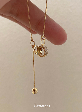 复古法式镀金双环项链