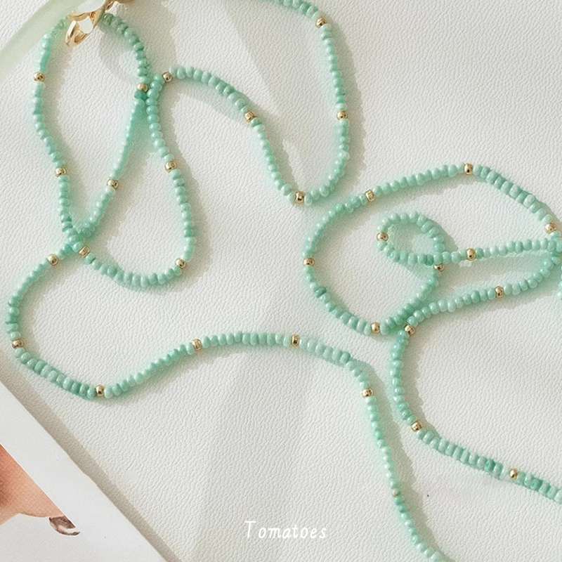 「全店买三赠一」很清爽薄荷绿小珠子眼镜链细细的简约口罩链