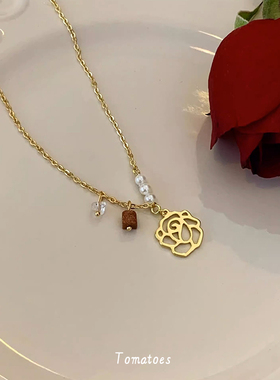 温柔优雅珍珠玫瑰项链