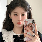 「全店买三赠一」法式 复古黑色蝴蝶结耳钉女小众气质百搭耳饰耳夹