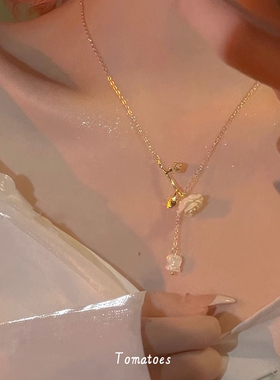 法式复古白玫瑰花项链