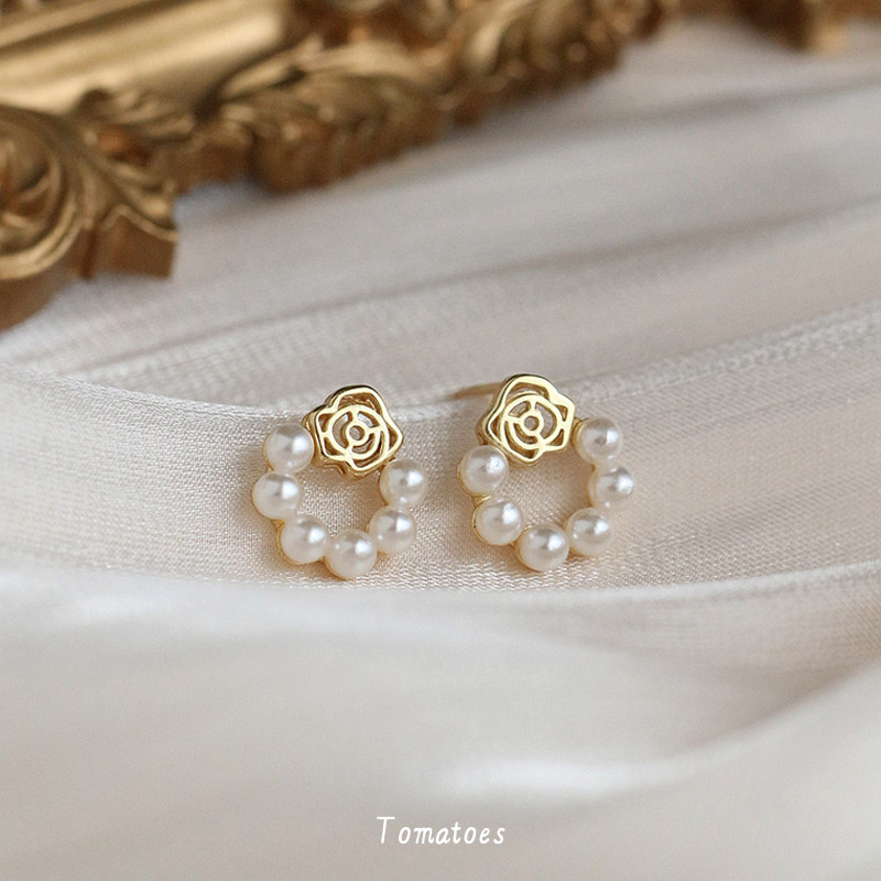 「全店买三赠一」优雅温柔精致法式镂空玫瑰花珍珠耳钉气质耳夹女,饰品/流行首饰/时尚饰品新,耳钉,淘宝优惠券,粉丝福利购,淘宝优惠卷