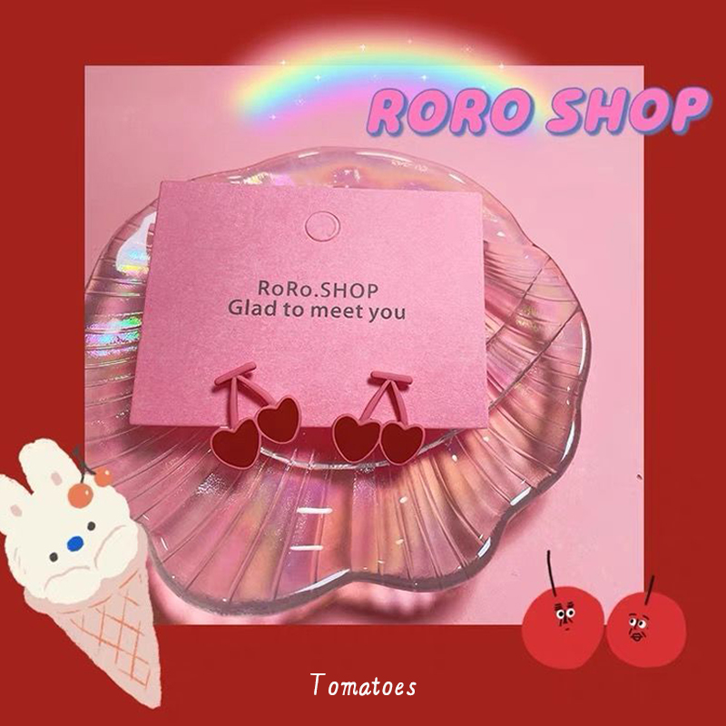 全店买三赠一可爱红色樱桃耳钉