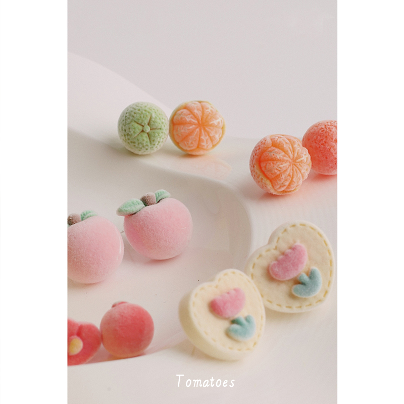 全店买三赠一可爱植绒水果耳饰女