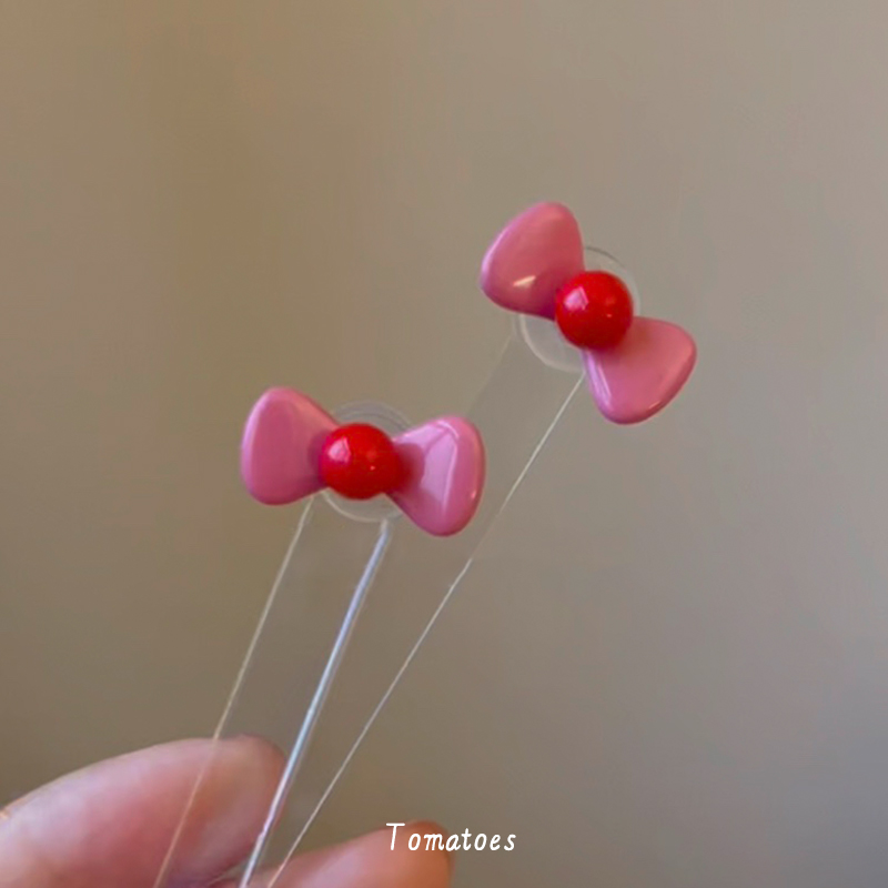 全店买三赠一甜美粉红蝴蝶结耳环