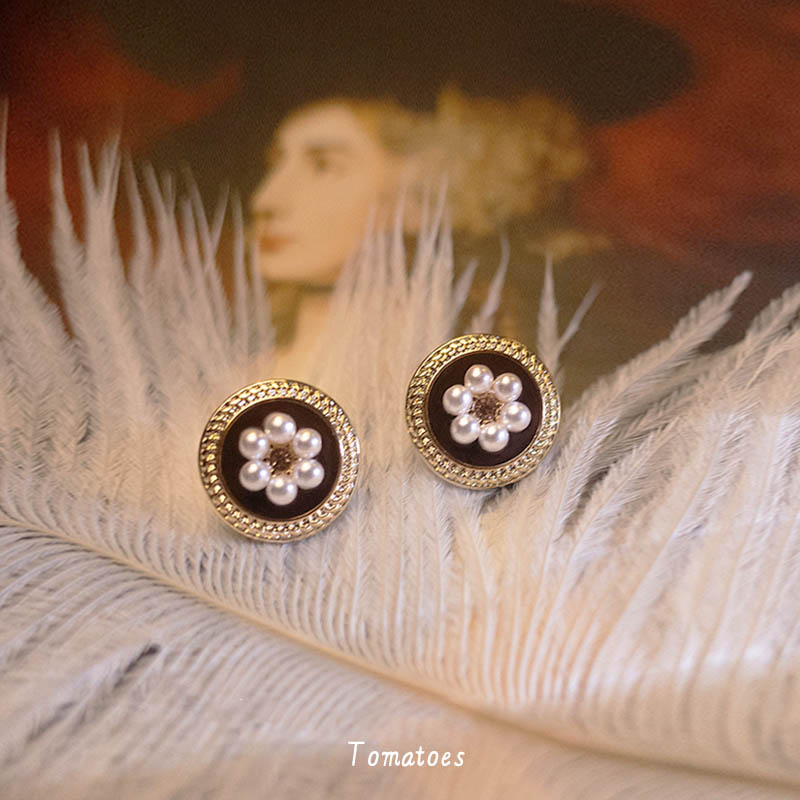 全店买三赠一复古小香风花朵耳钉