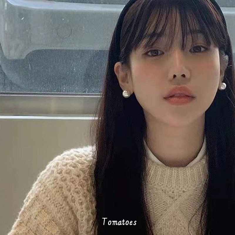 韩国fever博主同款施家正圆大珍珠耳钉ins纯银高级轻奢复古耳夹女