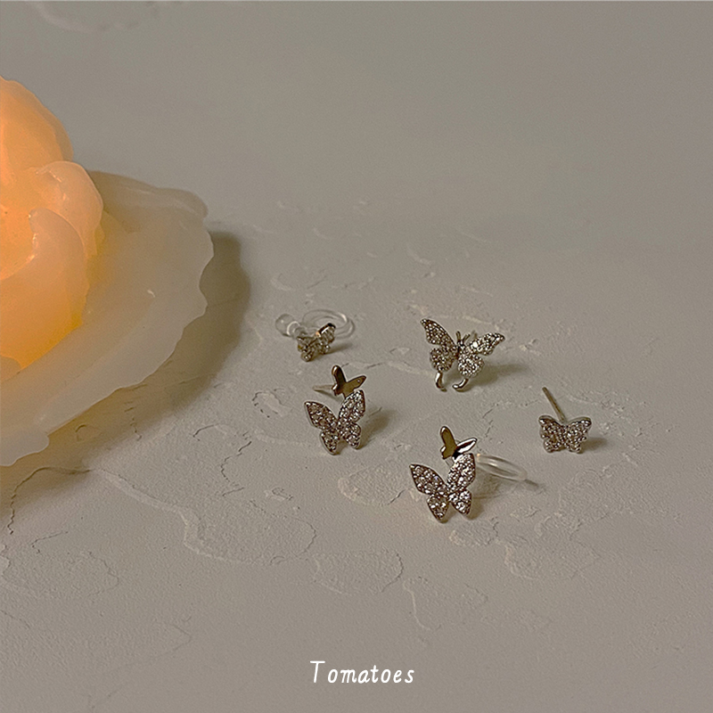 全店买三赠一仙气锆石蝴蝶耳钉夹