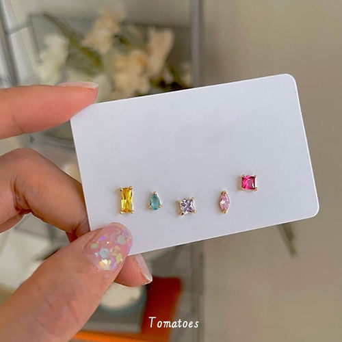 全店买三送一彩色锆石耳钉套装