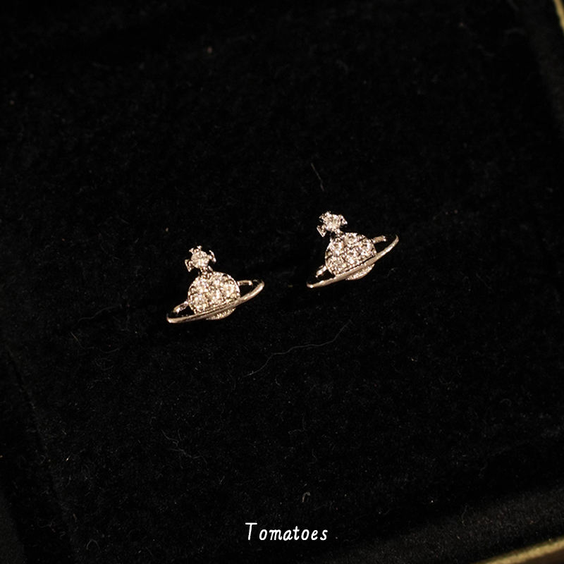 高级感小众锆石土星耳钉女