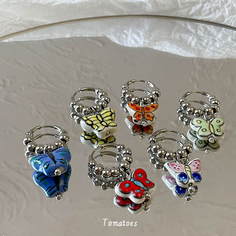 甜酷复古几何蝴蝶耳环