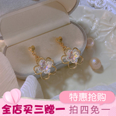 「全店买三赠一」ins镂空立体花朵仙气法式 复古甜美耳钉耳环耳夹