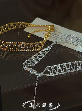 嘉兴银家s925纯银小众设计感抽拉编织扁珠手链女韩式简约ins手饰