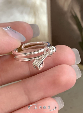 嘉兴银家s925纯银韩国ins博主同款筛子戒指个性叠戴小众开口指环