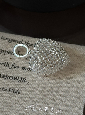 嘉兴银家s925纯银小众设计感3D镂空爱心吊坠女韩式风复古简约项坠