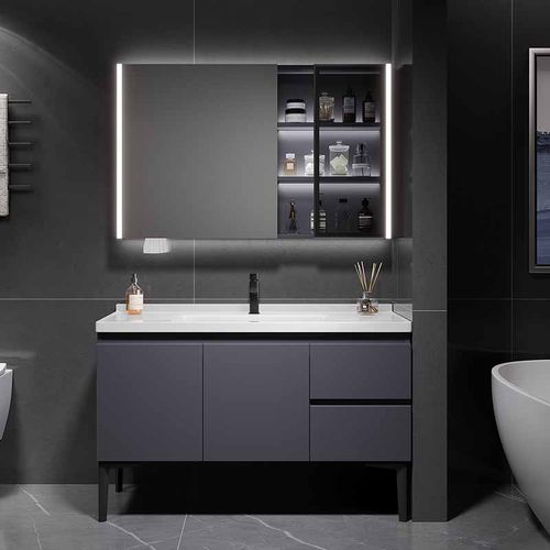 落地柜陶瓷一体盆实木浴室柜防水