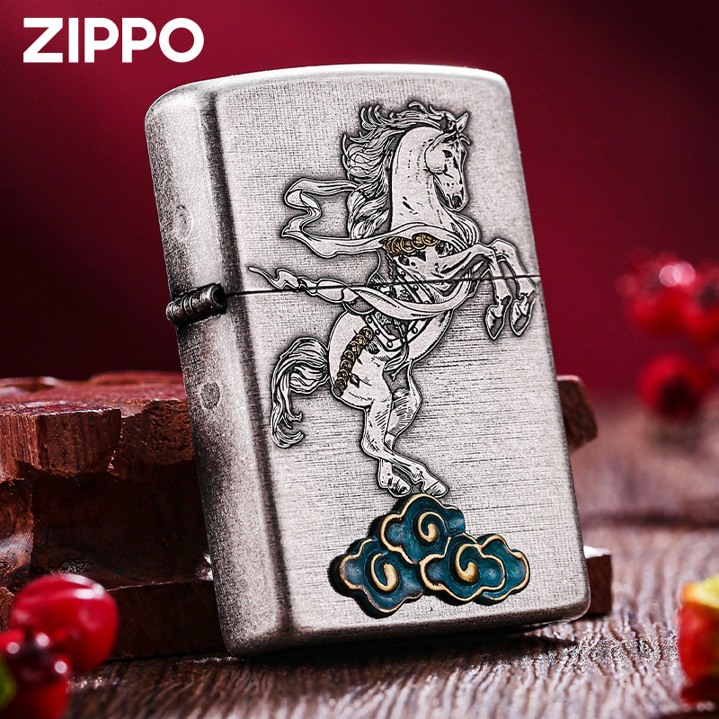 zippo正品打火机 平步青云仿古银外壳官方防风煤油送男友创意礼物