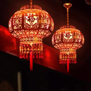 阳台大门灯笼新年结婚喜庆乔迁旋转走马吊灯led玄关吊灯挂件装饰