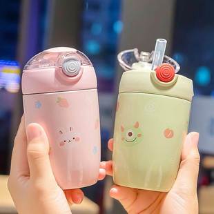 迷你保温杯100ml迷你儿童保温杯带吸管矮幼儿园小号容量水杯女孩