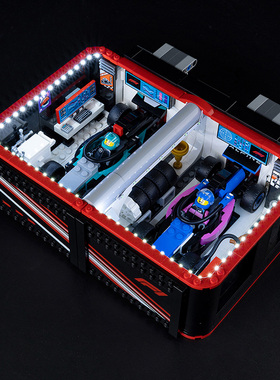KGBOX用于乐高60444F1车库与梅赛德斯和阿尔派赛车LED灯具展示盒