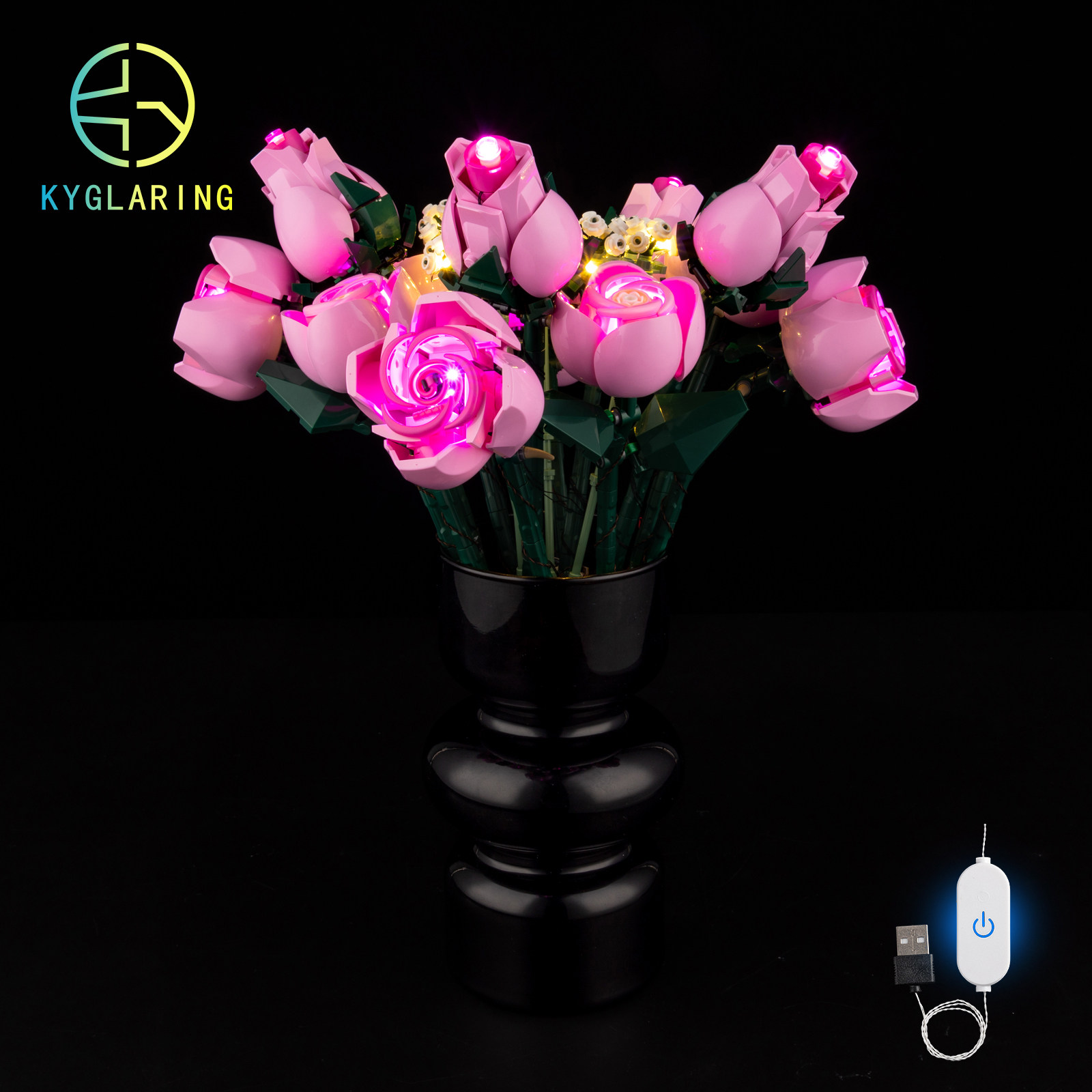 KGBOX适用于10374粉玫瑰礼盒创意灯光LED配件灯饰