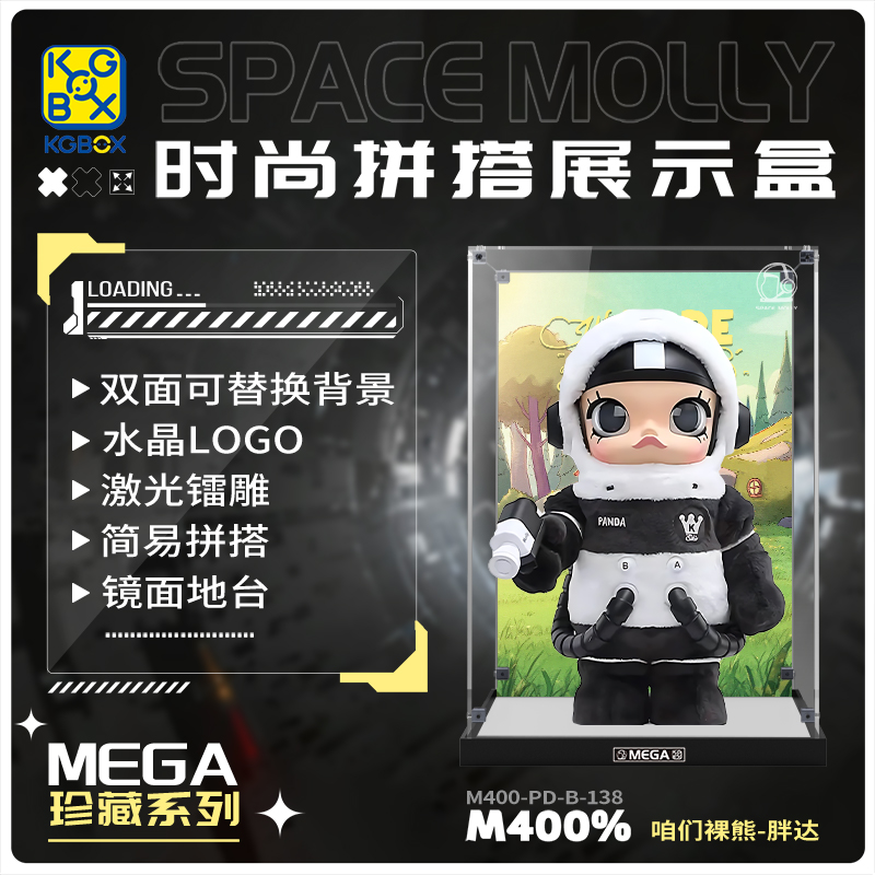 KGBOX适用于泡泡玛特POPMARTmolly咱们裸熊胖达400%合金展示盒