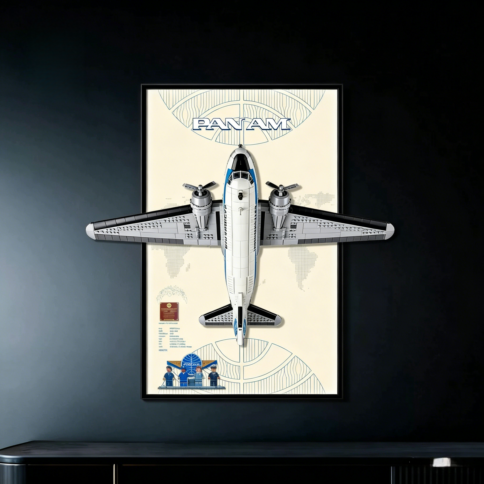 KGBOX乐高11378道格拉斯DC-3飞机相框 创意壁挂展示盒地图背景
