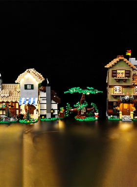 KGBOX乐高icons系列10332中世纪城镇广场LED灯具亚克力透明展示盒