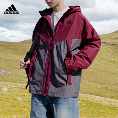 阿迪达斯男装梭织连帽夹克外套