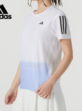 阿迪达斯女装2025新款运动透气梭织速干休闲圆领短袖T恤JC9889
