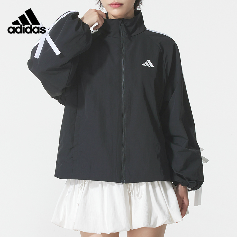 阿迪达斯女运动休闲立领夹克外套