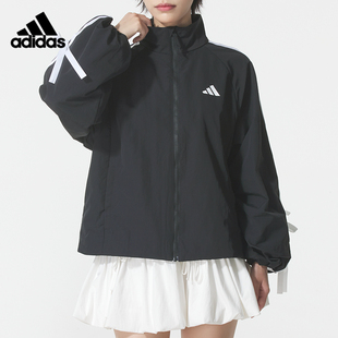 阿迪达斯女装2025新款运动休闲时尚百搭蝴蝶结立领夹克外套KT5003