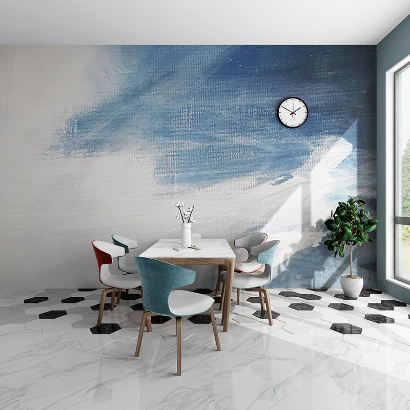 北欧艺术抽象油画涂鸦壁纸壁画客厅电视背景墙纸个性沙发卧室墙布