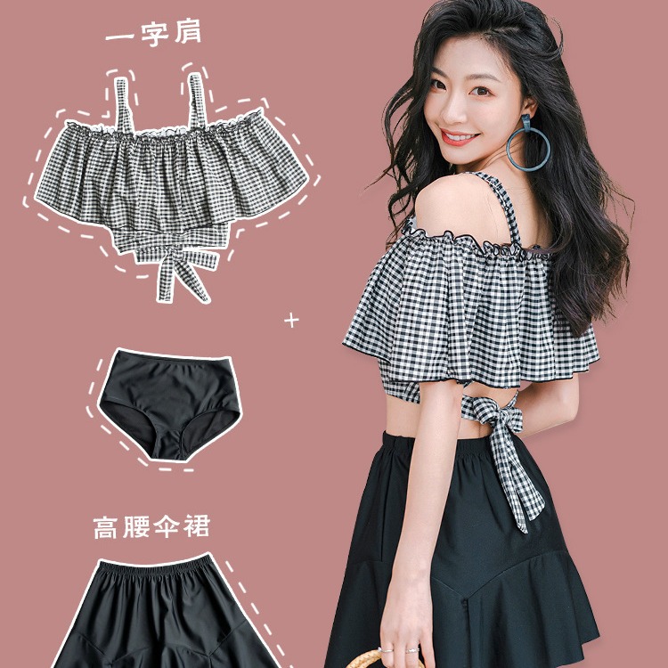 2025新款女泳衣裙式分体遮肉显瘦性感高级感超仙温泉度假学生泳装