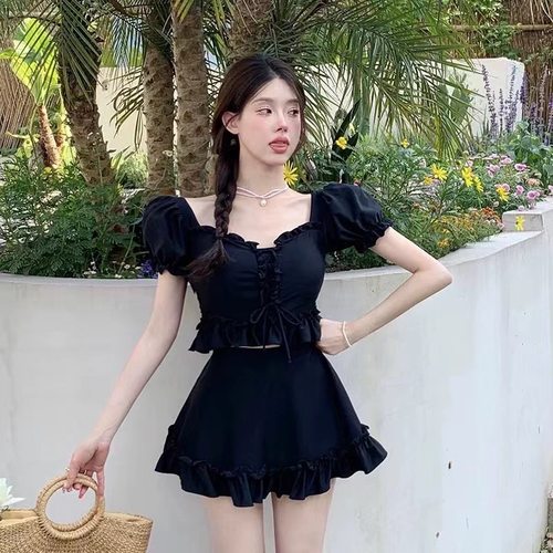 女分体裙式学生保守泳衣显瘦遮肉