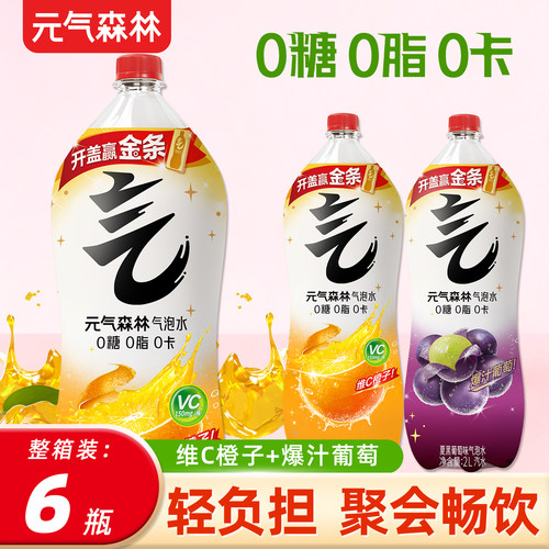 元气森林气泡水2L*6瓶大瓶整箱装