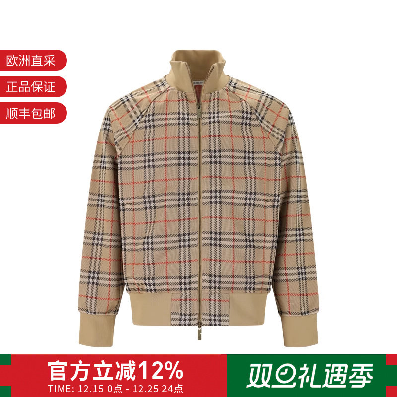 BURBERRY博柏利 男士格纹运动针织开衫外套上衣 81105671