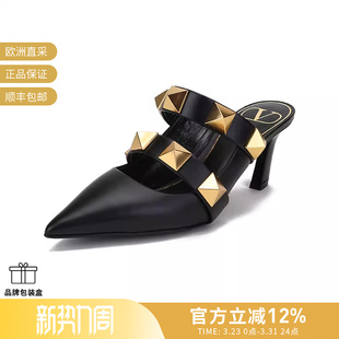 KET WW2S0BM6 VALENTINO华伦天奴 女士超大铆钉高跟穆勒鞋