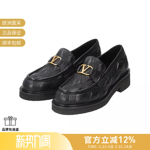 2S0MC8 VALENTINO华伦天奴 单鞋 皮鞋 FGZ 女士复古绗缝厚底乐福鞋