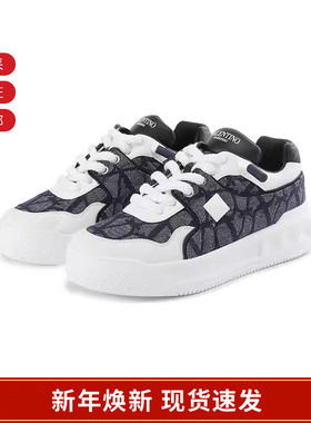 VALENTINO 男士老花铆钉装饰系带厚底运动休闲鞋板鞋 2S0G37 CWM