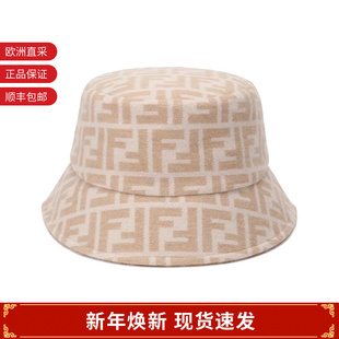 FENDI芬迪女士FF提花图案羊毛帽子渔夫帽 AALR FXQ813