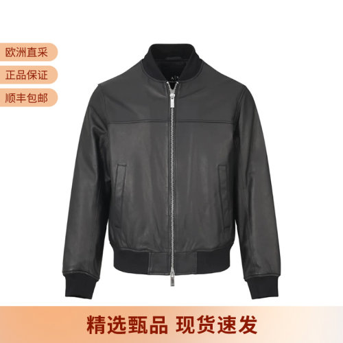 阿玛尼男士夹棉皮衣皮夹克外套