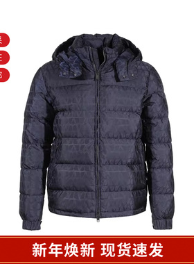 【甄品精选】VALENTINO 男士V标志鹅绒连帽羽绒服夹克 3CNA31 9VF