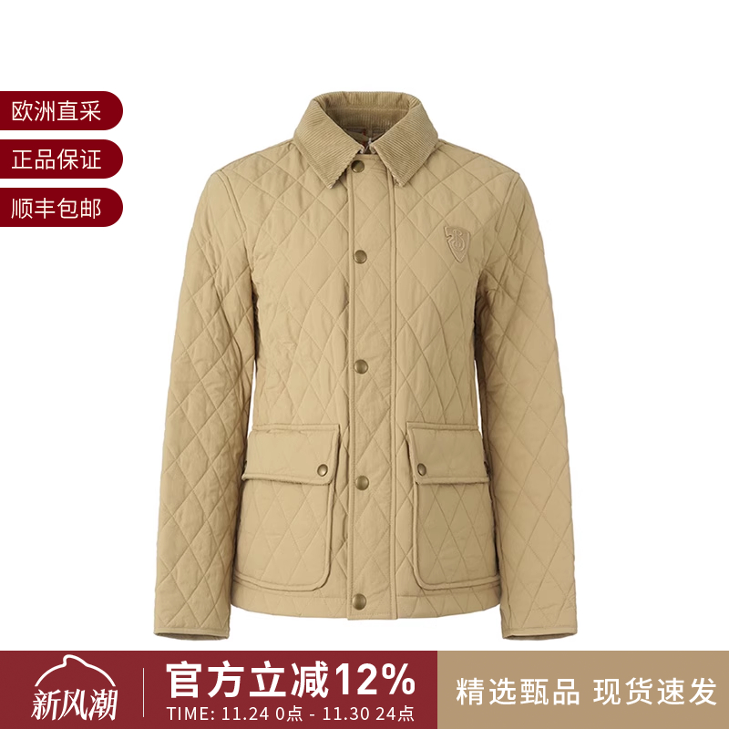 BURBERRY 女士B字型盾牌刺绣贴饰绗缝夹克薄款棉服外套 8097996