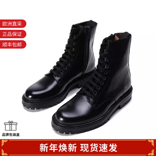 6077 女士亮面皮革靴子系带短靴马丁靴 COMMON PROJECTS